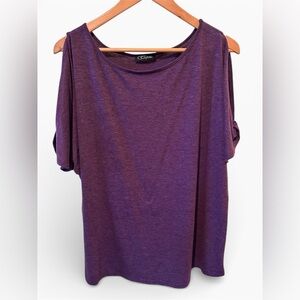 Colette Romey Women's Cold Shoulder Purple Knit Top